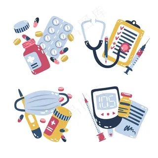 插图医疗贴纸集