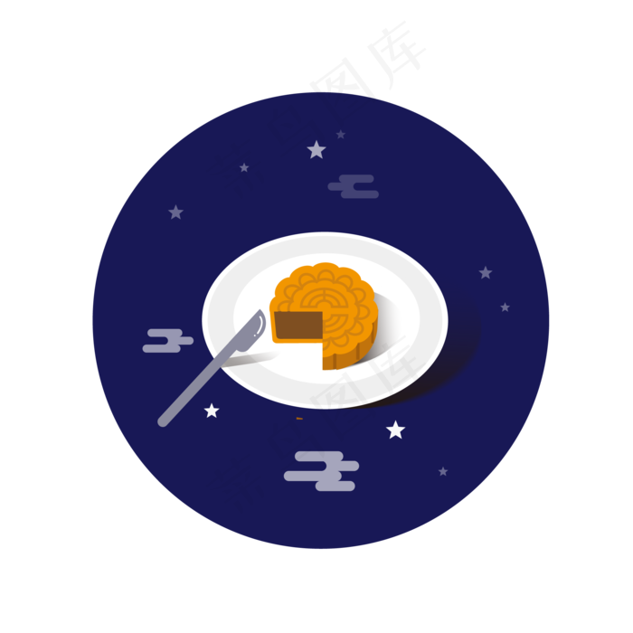 卡通八月十五中秋佳节月饼商用素