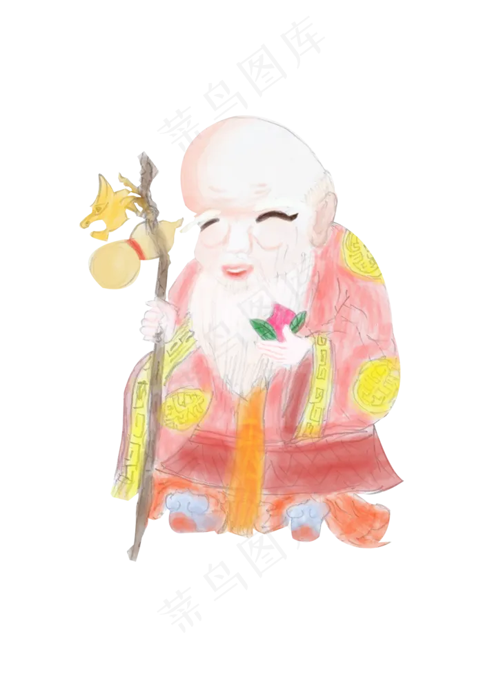 卡通重阳节老寿星免抠png(2000X2800(DPI:300))psd模版下载