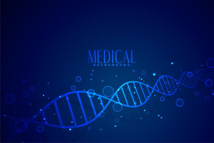 蓝色背景设计中的医学dna