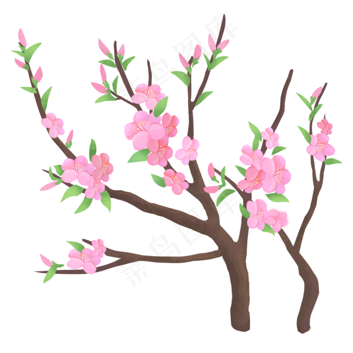 卡通手绘植物插画梅花