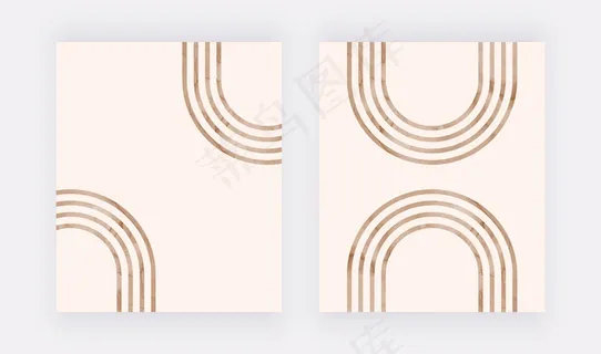 棕色线条墙壁艺术印刷品。波西米亚设计海报