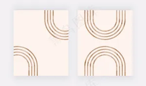 棕色线条墙壁艺术印刷品。波西米亚设计海报