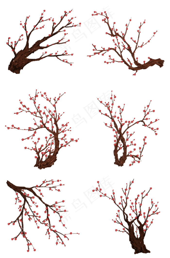 梅花组图PNG免抠图(2000X3020(DPI:300))psd模版下载