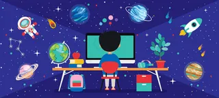 计算机技术用于教育和商业的概念