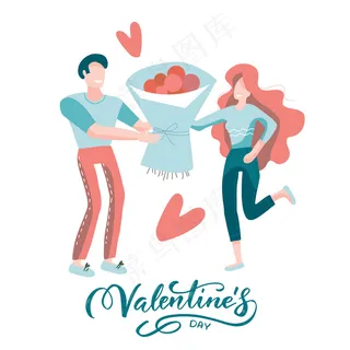 一个年轻人给他的女朋友送玫瑰。