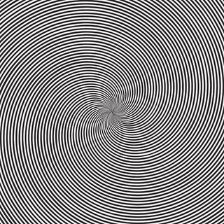 幻觉方形背景，带有圆形黑白漩涡、螺旋或扭曲。