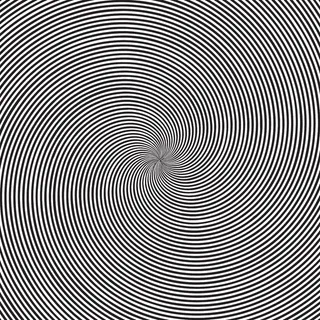 幻觉方形背景，带有圆形黑白漩涡、螺旋或扭曲。