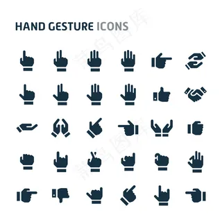 手势图标集。fillio黑色图标系列。