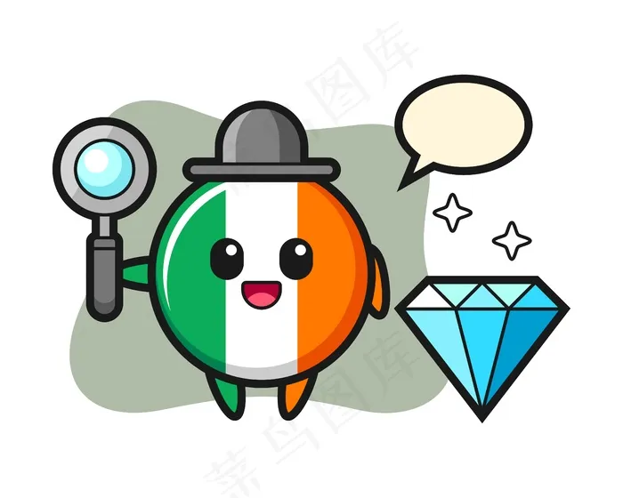 带菱形的爱尔兰国旗徽章人物插图eps,ai矢量模版下载