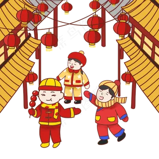 庙会吃糖葫芦孩子