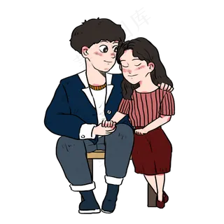 七夕节甜蜜情侣坐在椅子上温柔依