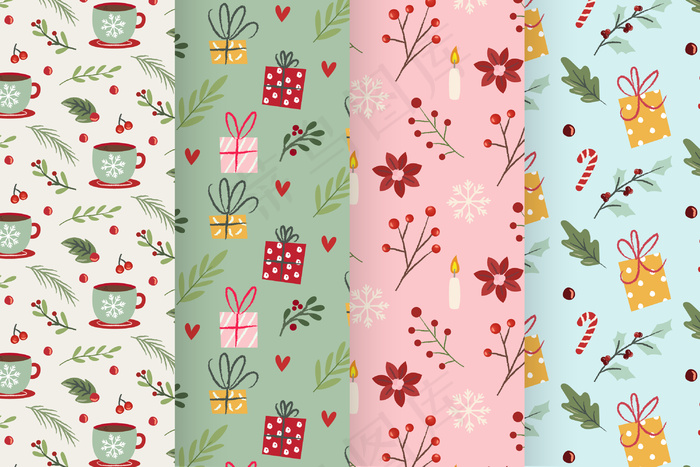 扁平圣诞图案系列