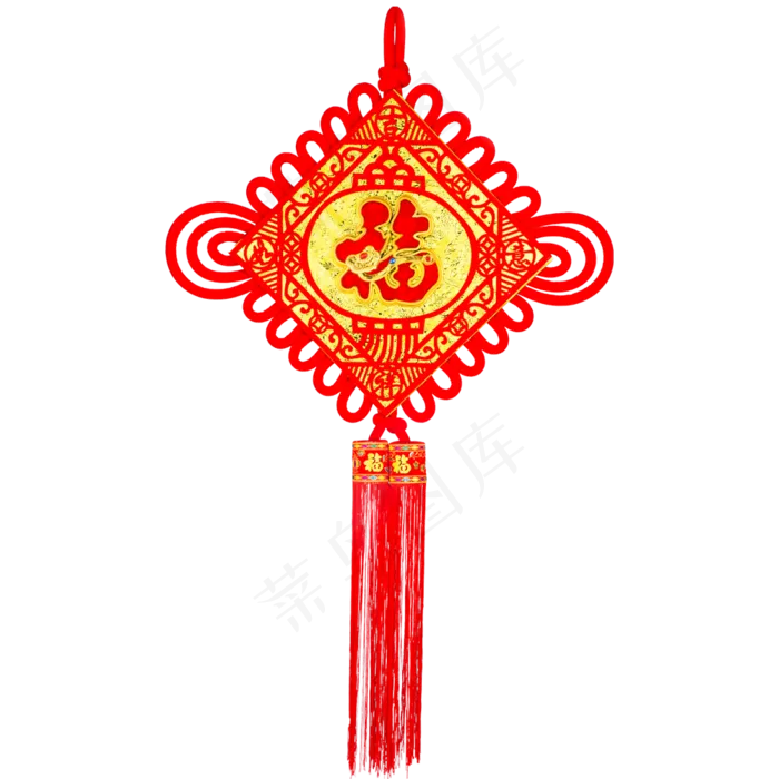 中国结金福字装饰挂件,免抠元素