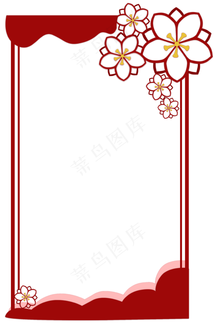 梅花剪纸红色边框(3543X5315(DPI:300))psd模版下载
