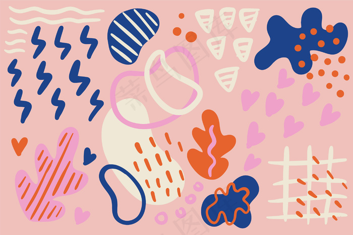 手绘抽象有机形状背景