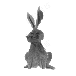 水墨中秋节可爱月兔