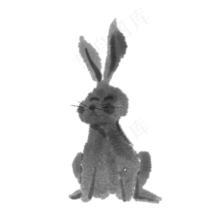 水墨中秋节可爱月兔
