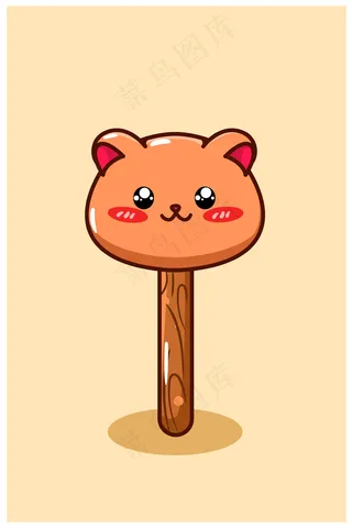 熊冰淇淋棒卡通插图