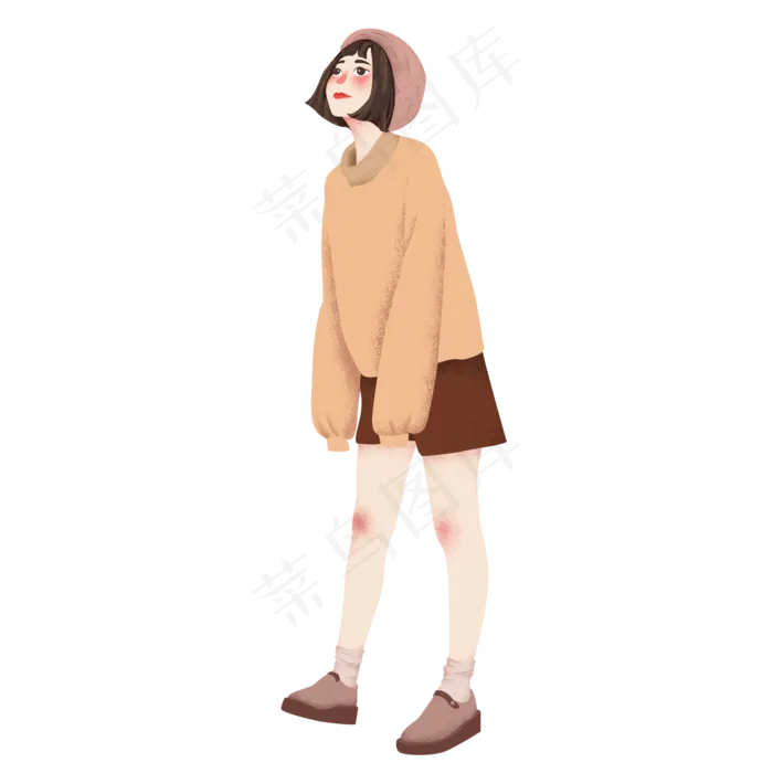 手绘淘宝电商促销秋装女孩(2000X2000(DPI:300))psd模版下载