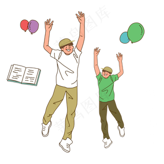 欢庆国庆节假期人物手绘