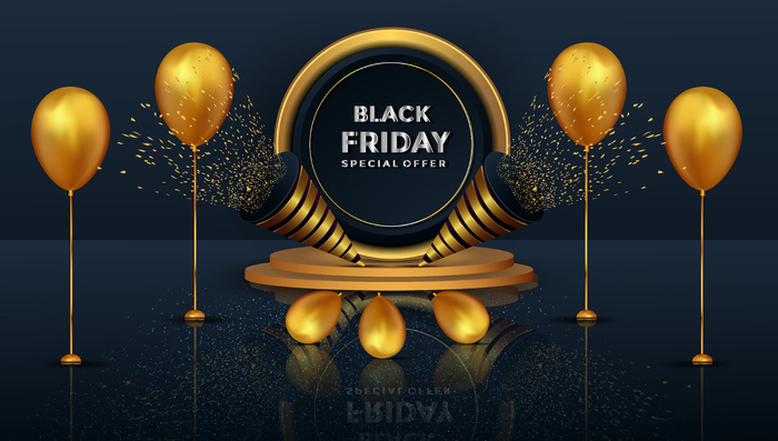 黑色星期五特别优惠，带金色领奖台