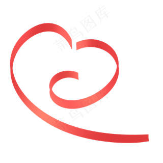 红色温馨七夕情人节心形彩带丝带