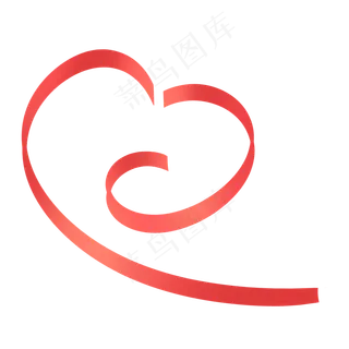 红色温馨七夕情人节心形彩带丝带