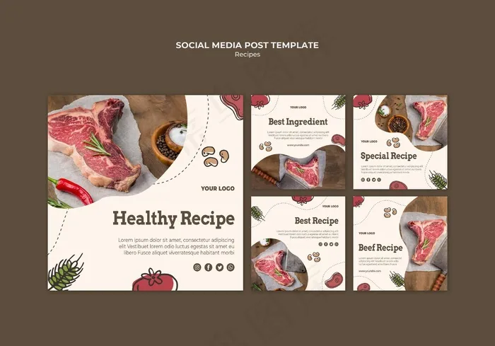 食谱社交媒体帖子psd模版下载