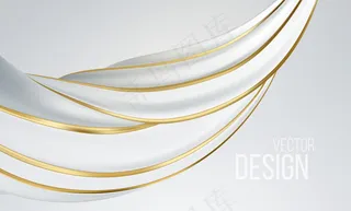 真实的白色和金色漩涡形状隔离在白色背景上。