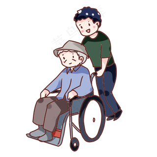 手绘卡通重阳节孝敬老人