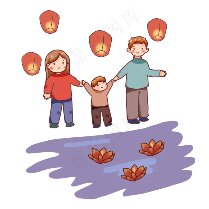 花灯节中元节鬼节传统习俗放莲花(2000X2000(DPI:300))psd模版下载