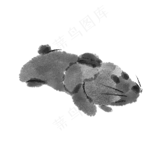 水墨水彩奔月中秋节月兔