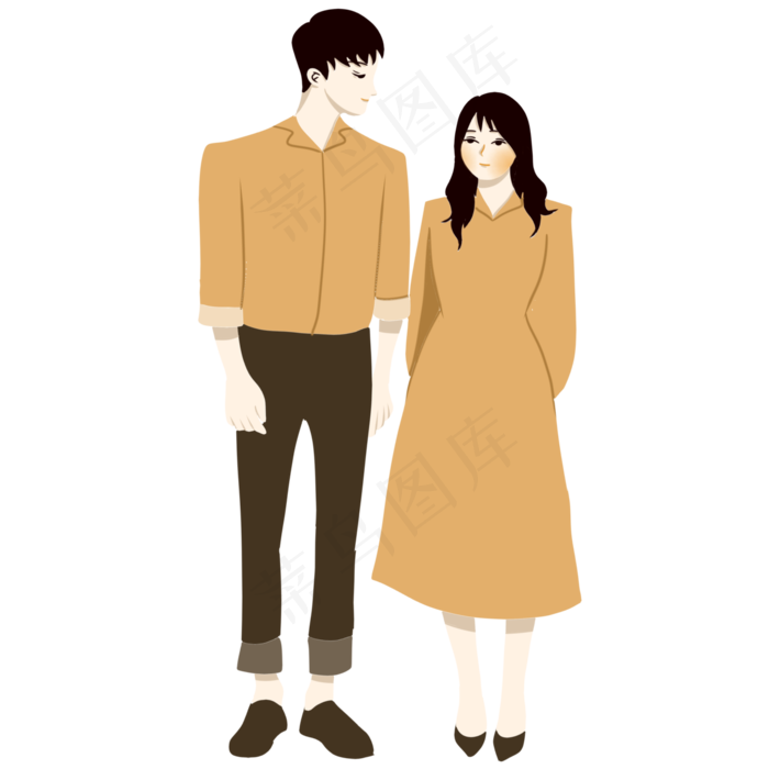 手绘情人节七夕节情侣