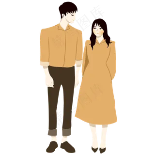 手绘情人节七夕节情侣