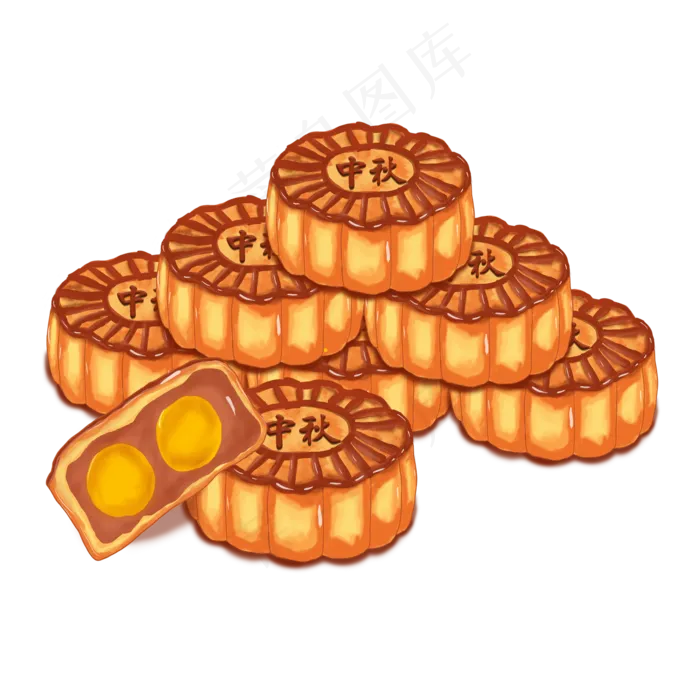 中秋节吃月饼免抠图(2000X2000(DPI:300))psd模版下载