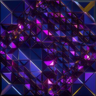 三维渲染，抽象面背景，彩虹蓝色金属纹理，三角形瓷砖，几何结晶墙纸