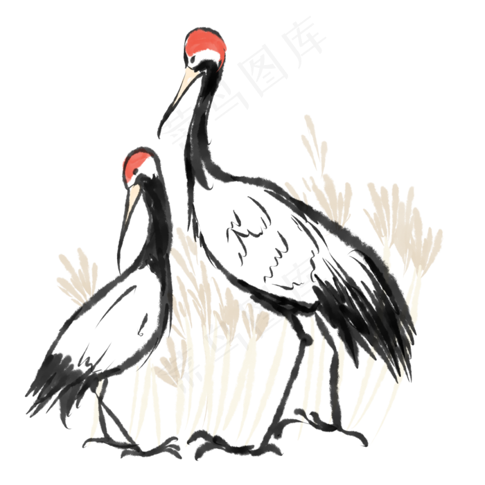 重阳节水墨仙鹤(2100X2100(DPI:300))psd模版下载