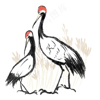 重阳节水墨仙鹤