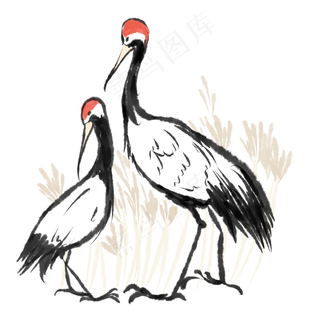 重阳节水墨仙鹤