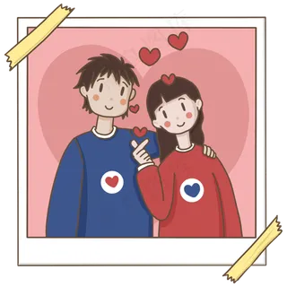 七夕情侣拍立得照片