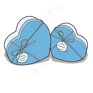 蓝色爱心礼品盒情人节七夕