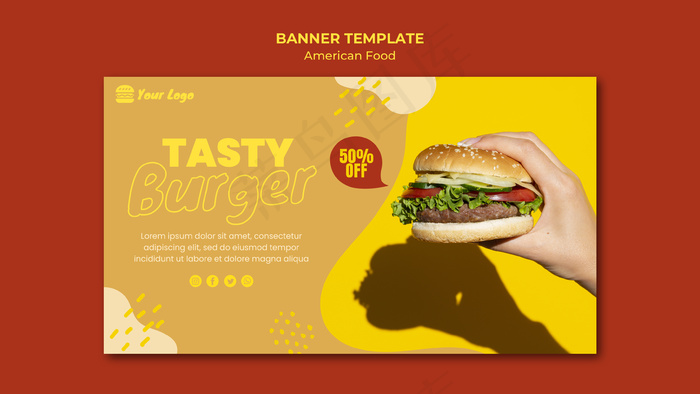 美国食品横幅bannerpsd模版下载