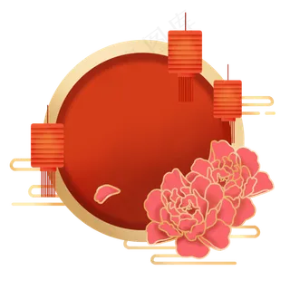 新年立体灯笼牡丹装饰