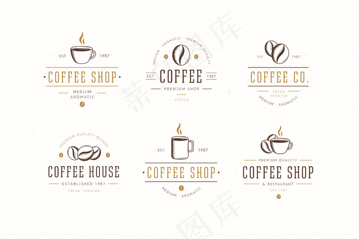 咖啡店复古标志系列