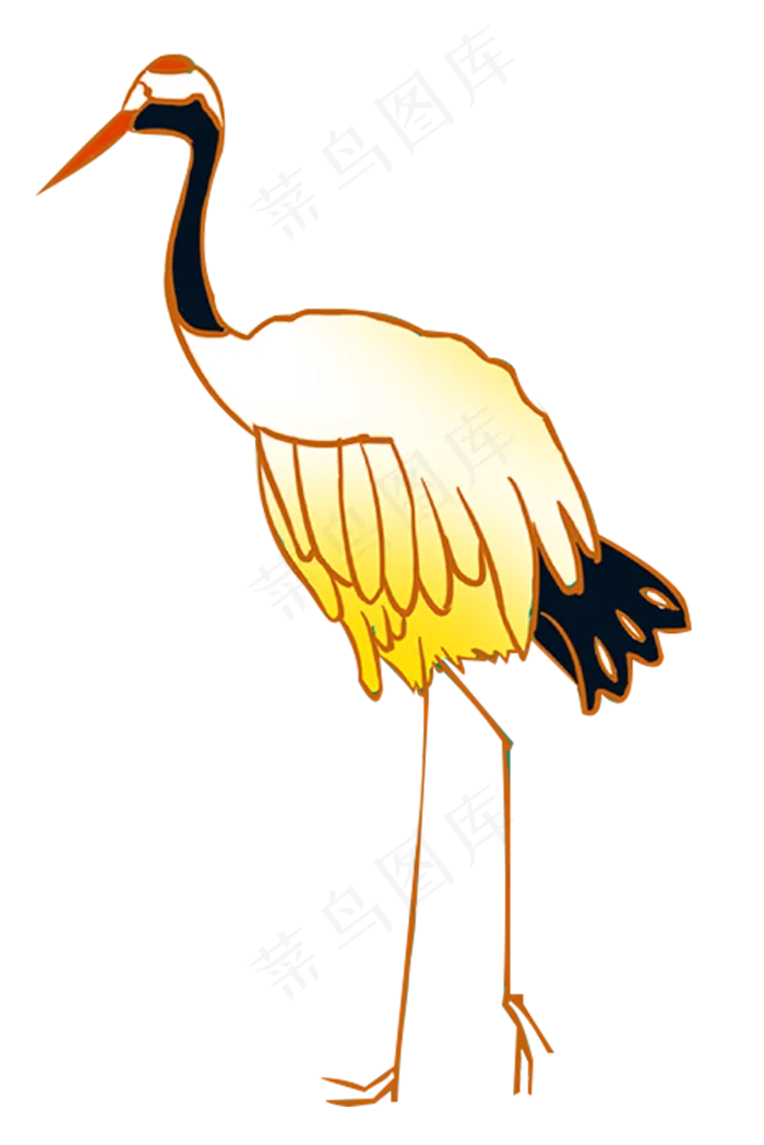 手绘黄色丹顶鹤(1000X1499(DPI:300))psd模版下载