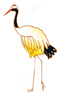 手绘黄色丹顶鹤