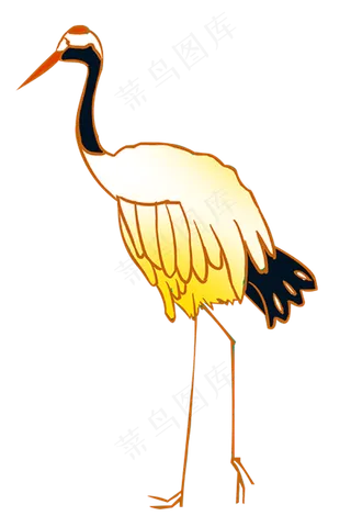 手绘黄色丹顶鹤