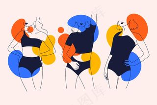 优雅线条艺术风格的女性套装