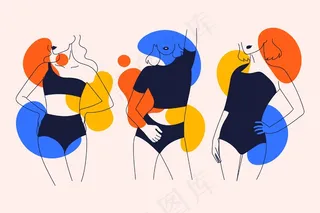 优雅线条艺术风格的女性套装